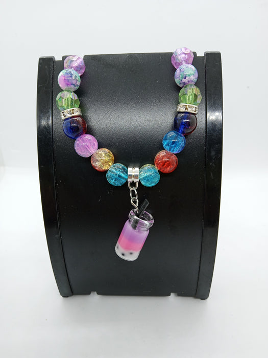 BOBA CHARM WITH RAINBOW BEADS