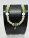 GREEN & WHITE BEADS WITH LEAF CHARM