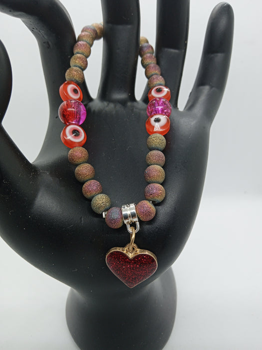 RED HEART CHARM WITH EVIL EYE